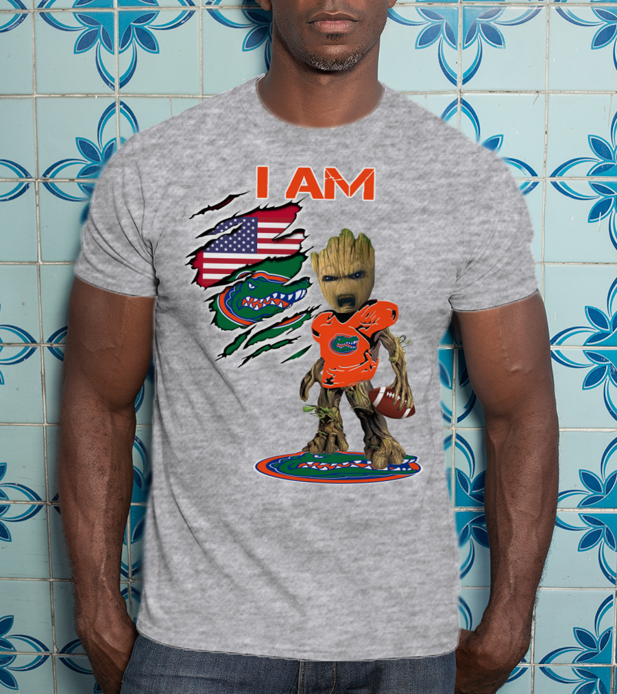 I AM Groot Florida Gators USA Flag Football T-Shirt