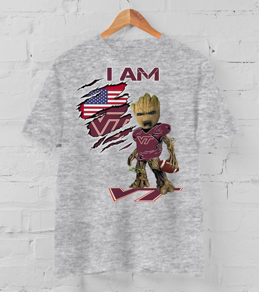 I AM Hokies VT Football And American Flag T-Shirt