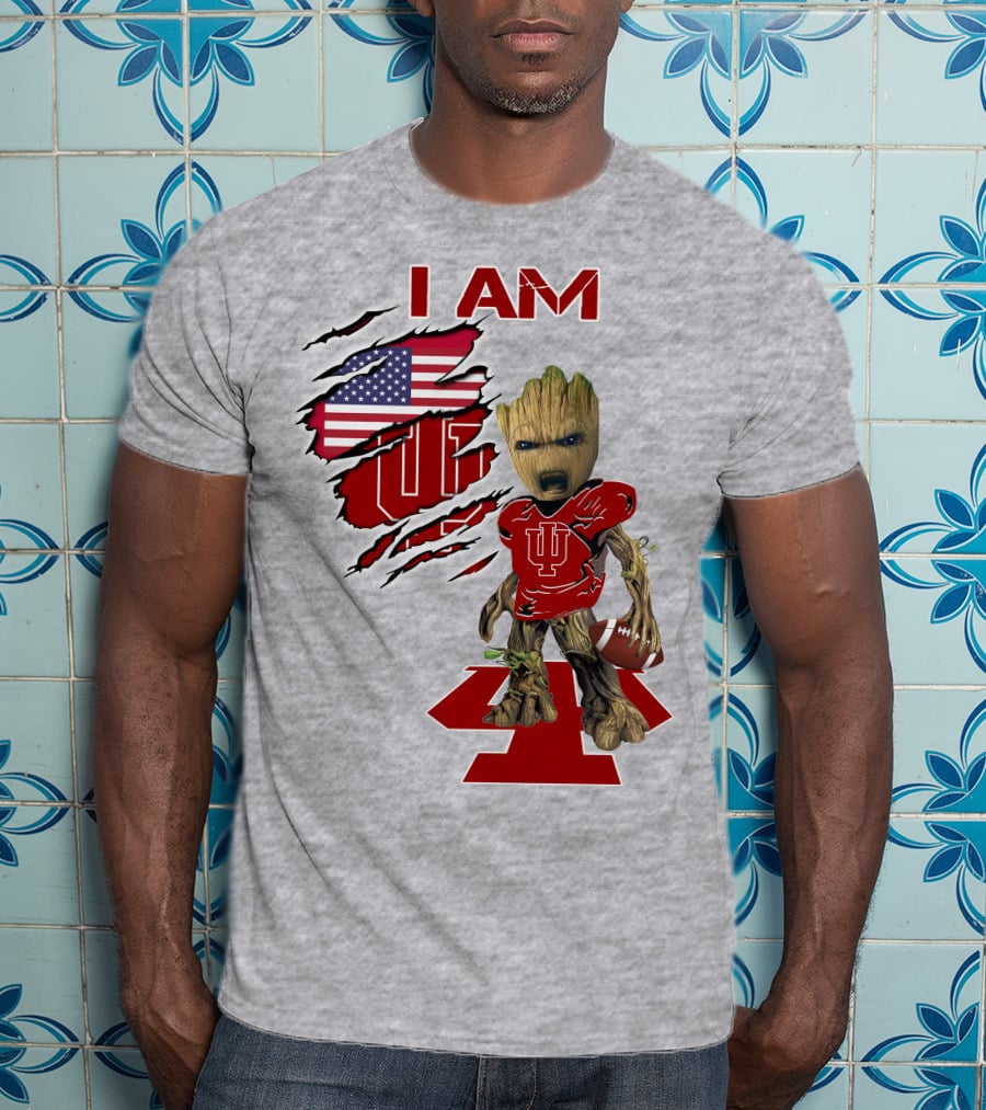 I AM Hoosiers Groot American Flag IU Football T-Shirt
