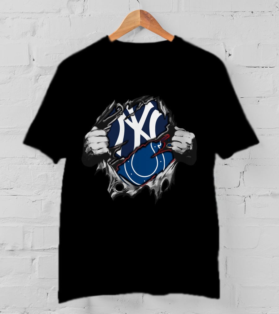 Colts Yankees Logo Fusion Peeling Effect T-Shirt