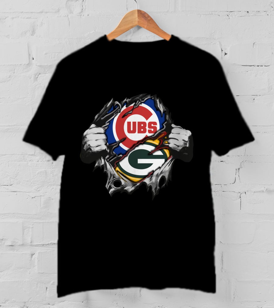 Cubs Packers Logo Tear T-Shirt
