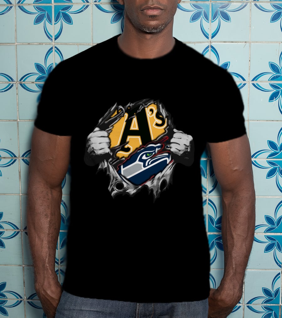 Seahawks And A's Logo Fusion T-Shirt