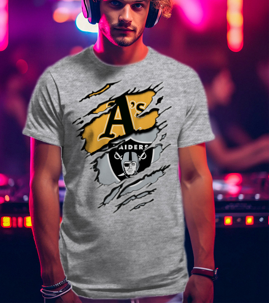 A's Raiders Ripped Crossover Sports T-Shirt