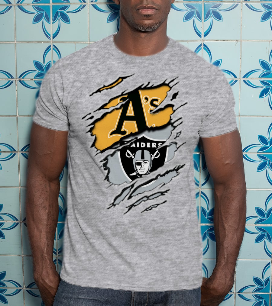 A's Raiders Ripped Crossover Sports T-Shirt
