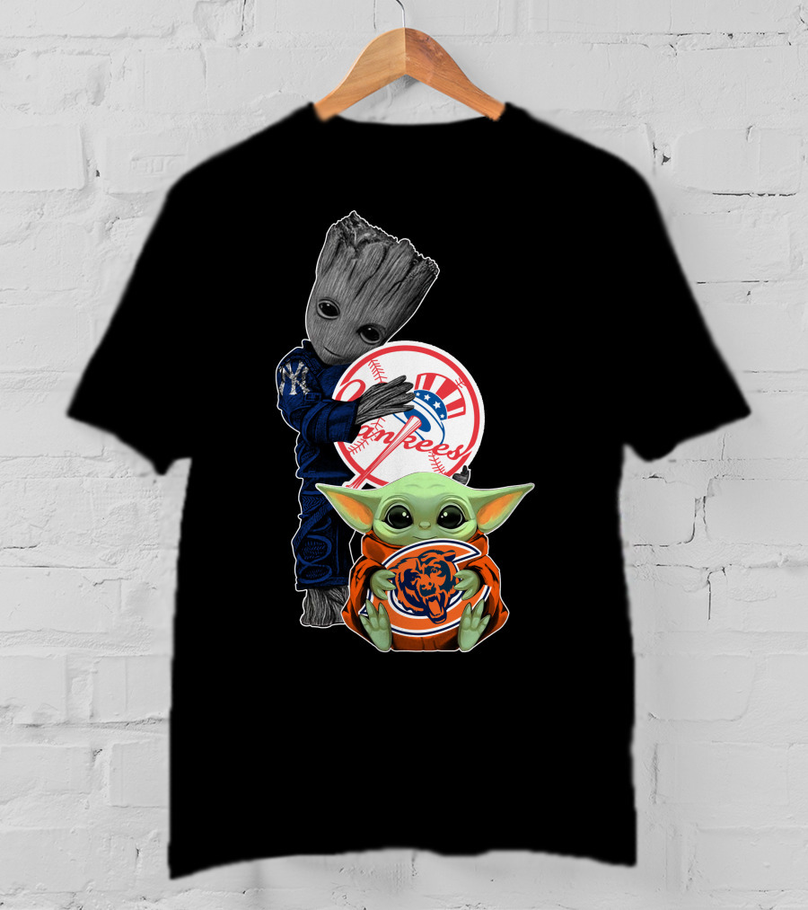 Yankees Baby Groot Bears Baby Yoda T-Shirt