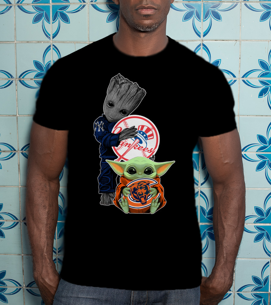 Yankees Baby Groot Bears Baby Yoda T-Shirt