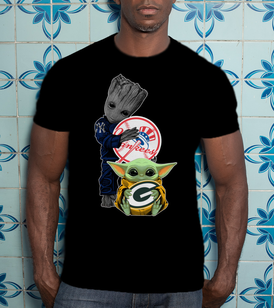 Yankees Groot Packers Baby Yoda T-Shirt