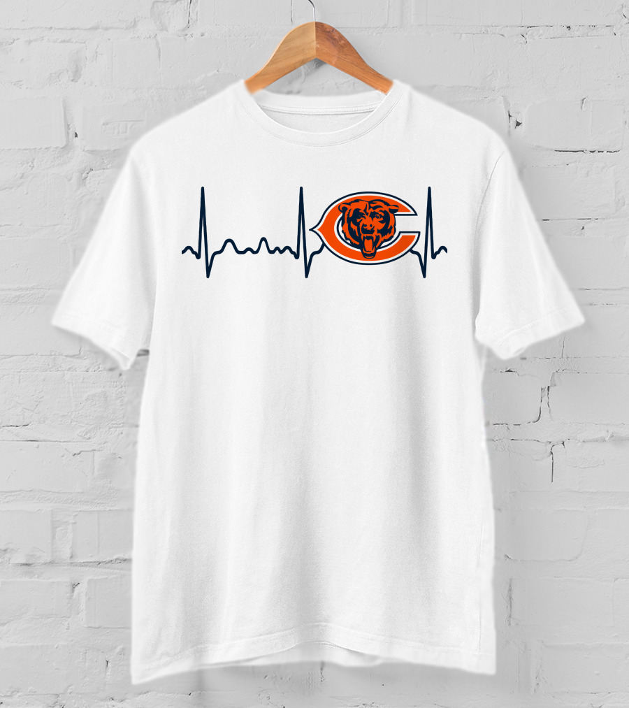 Heartbeat Chicago Bears Logo Electrocardiogram T-Shirt
