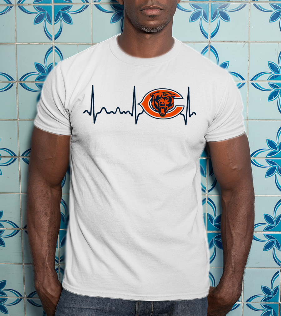 Heartbeat Chicago Bears Logo Electrocardiogram T-Shirt