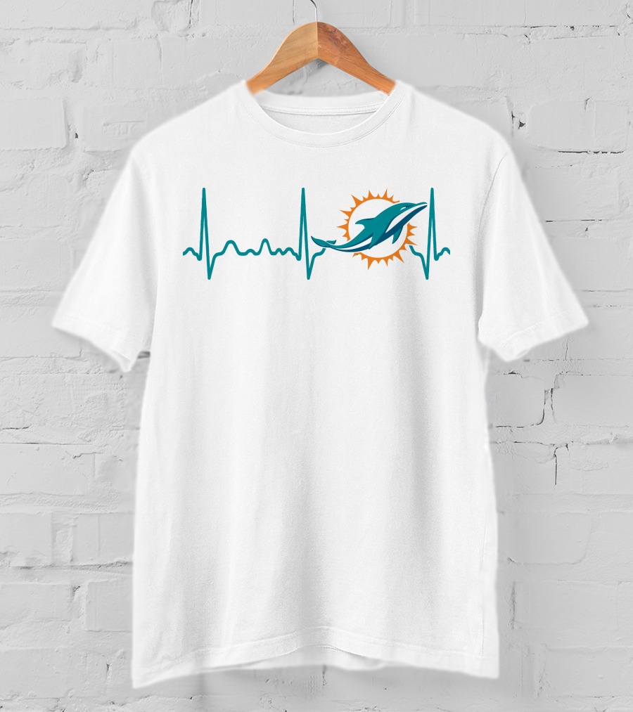 Heartbeat Miami Dolphins Football Fanatic Iconic T-Shirt