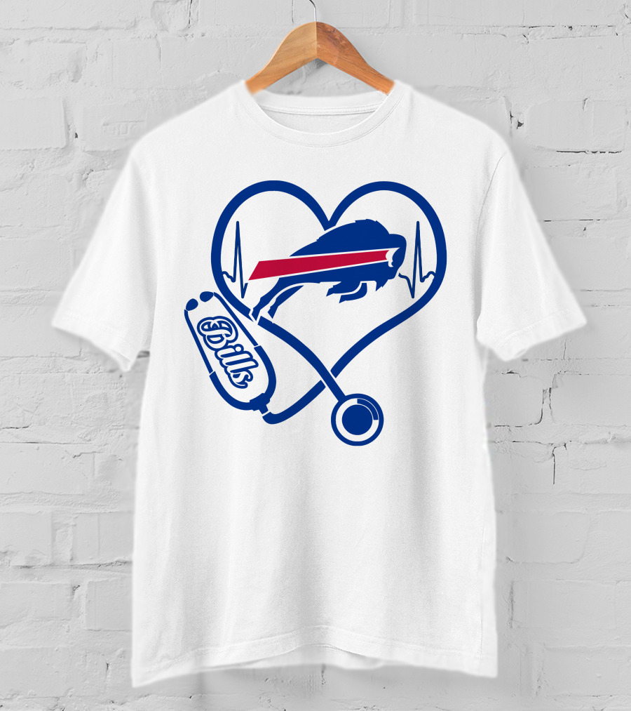 Buffalo Bills Heartbeat Stethoscope Nurse Love T-Shirt
