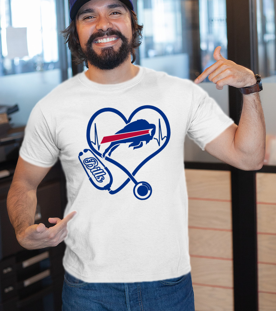 Buffalo Bills Heartbeat Stethoscope Nurse Love T-Shirt