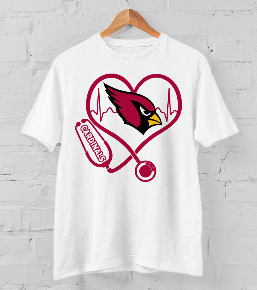 Arizona Cardinals Nurse Heartbeat Stethoscope T-Shirt