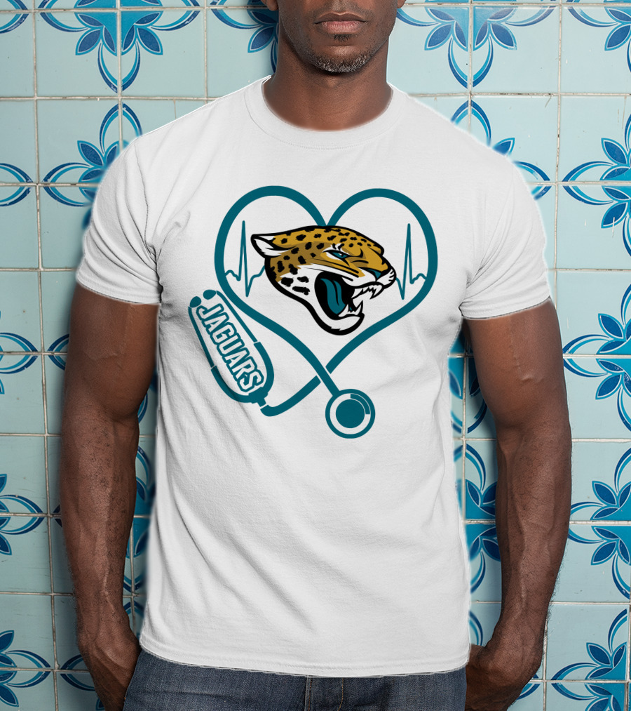 Nurse Love Jaguars Heartbeat T-Shirt