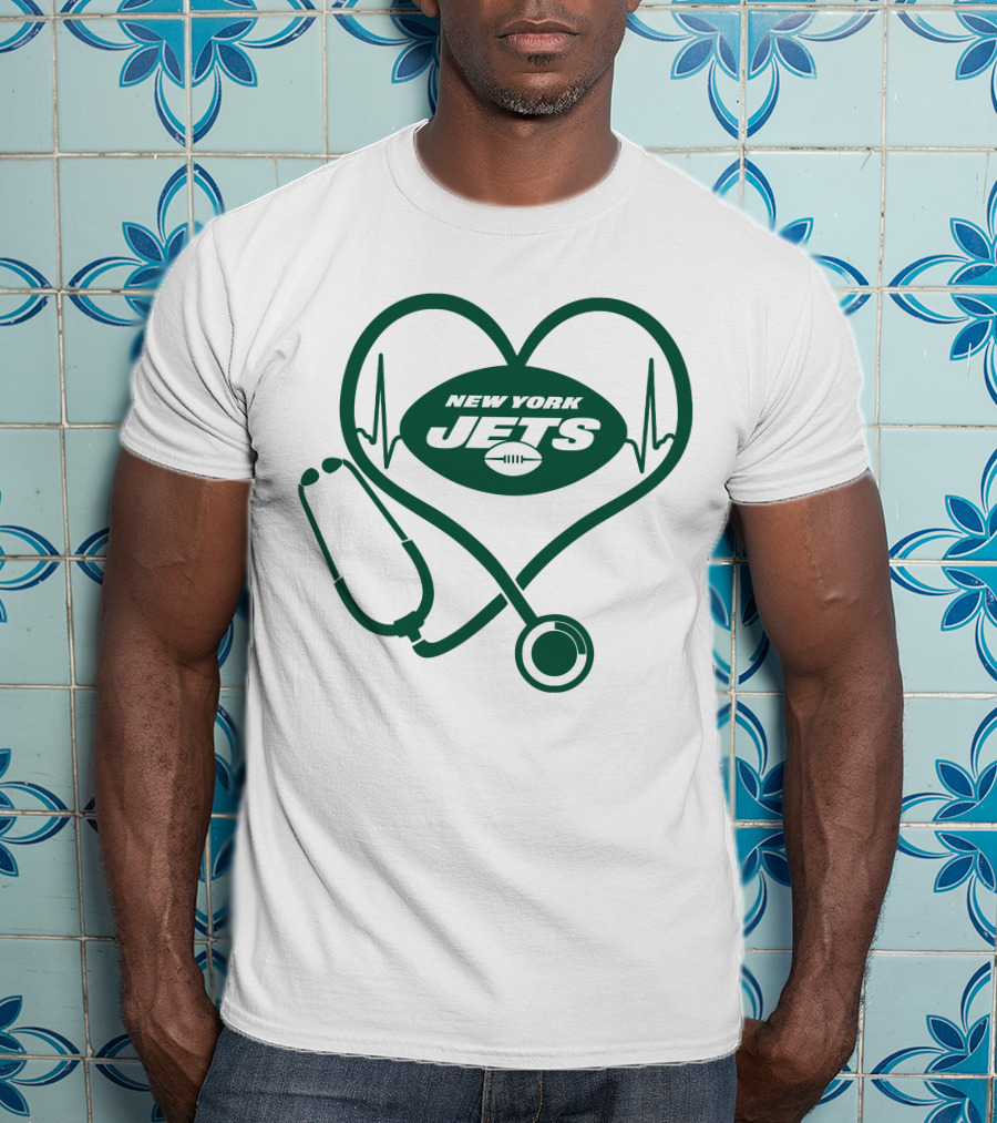 Nurse Heartbeat New York Jets Stethoscope T-Shirt