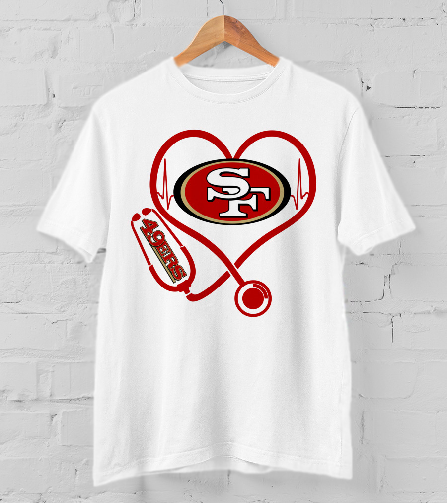 San Francisco 49ers Nurse Heartbeat Love Stethoscope T-Shirt