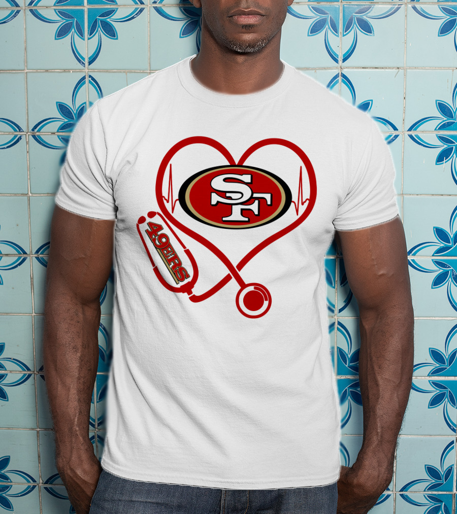 San Francisco 49ers Nurse Heartbeat Love Stethoscope T-Shirt