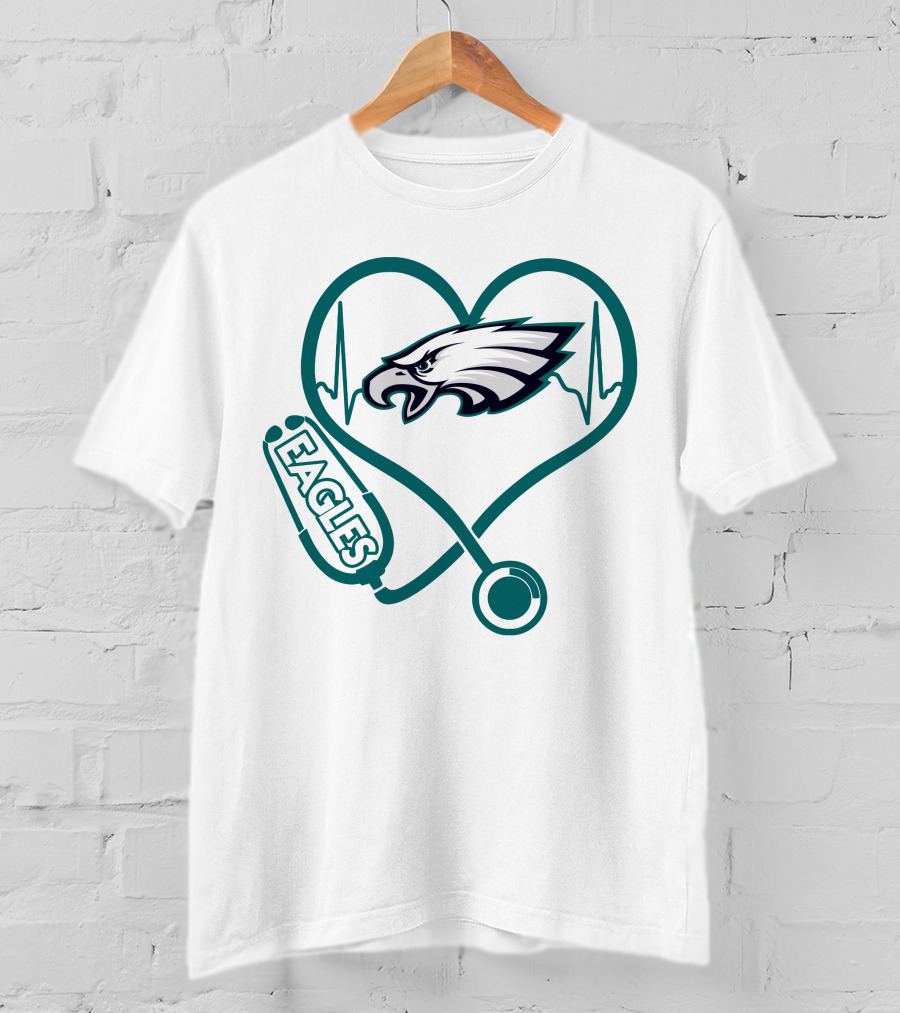 Philadelphia Eagles Stethoscope Heart Nurse Love T-Shirt