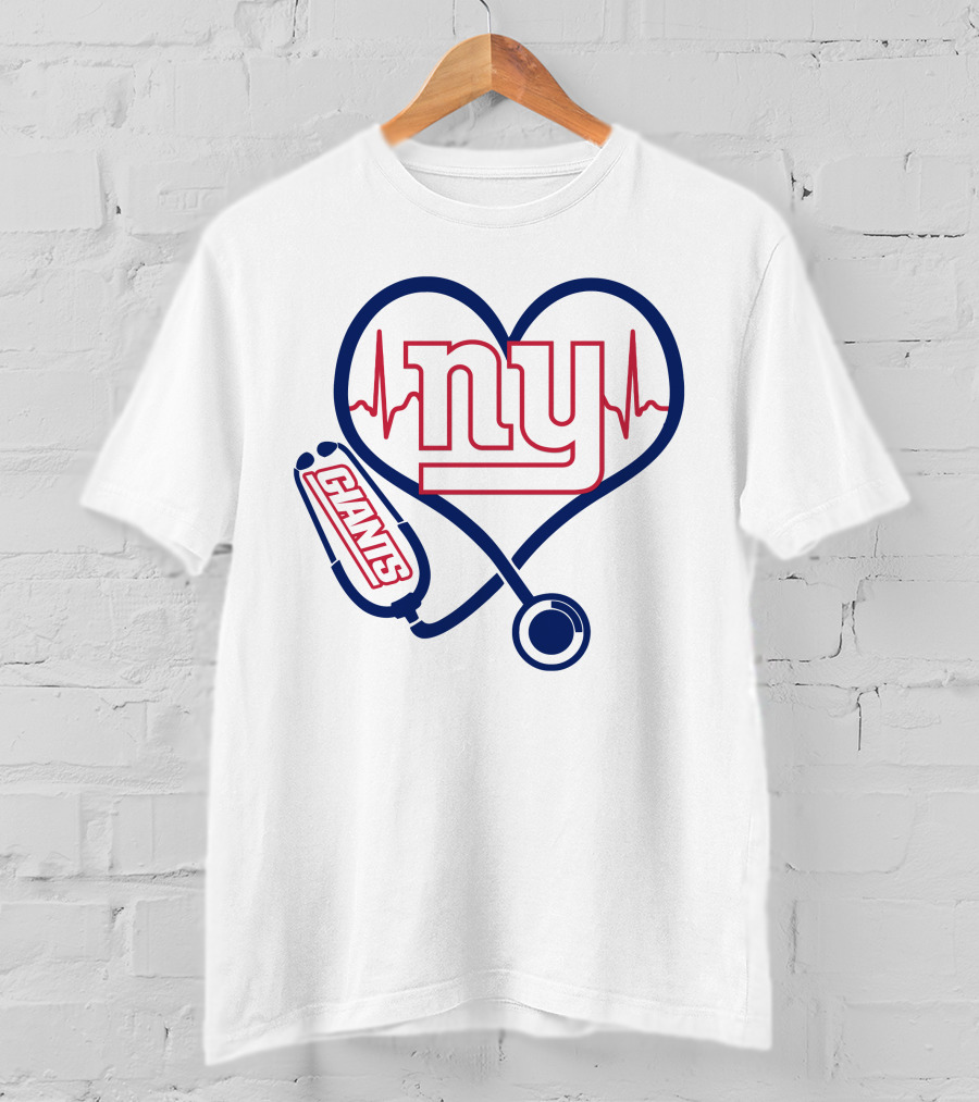 Nurse Heartbeat NY Giants Stethoscope T-Shirt