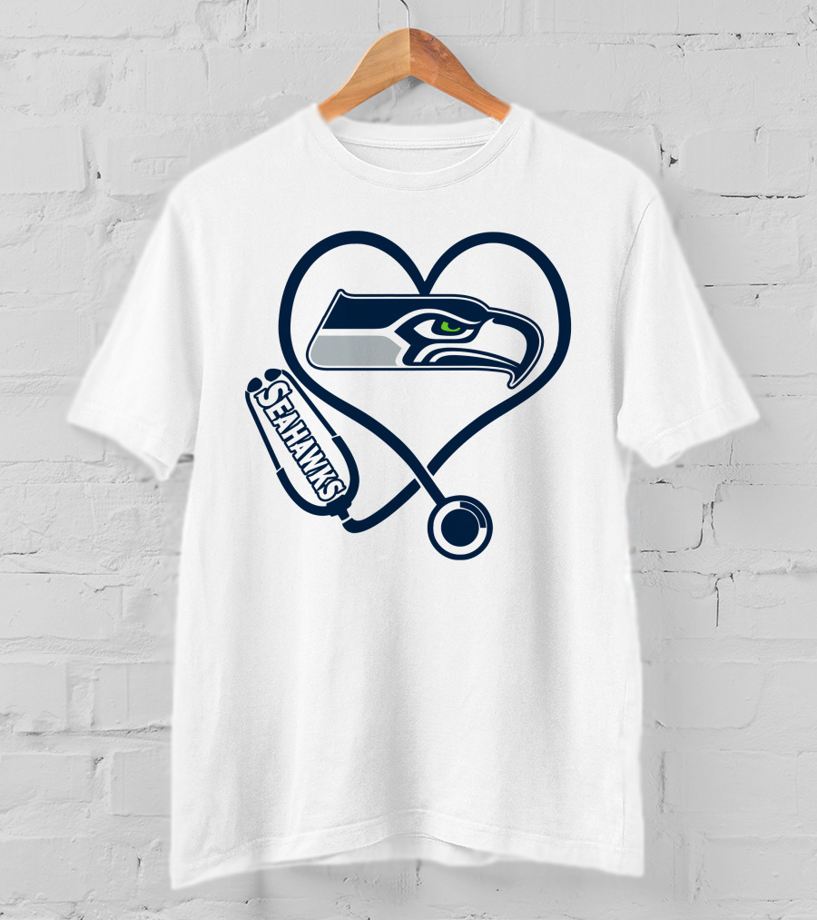 Nurse Heart Seattle Seahawks Stethoscope Love T-Shirt
