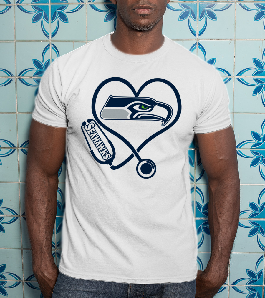 Nurse Heart Seattle Seahawks Stethoscope Love T-Shirt