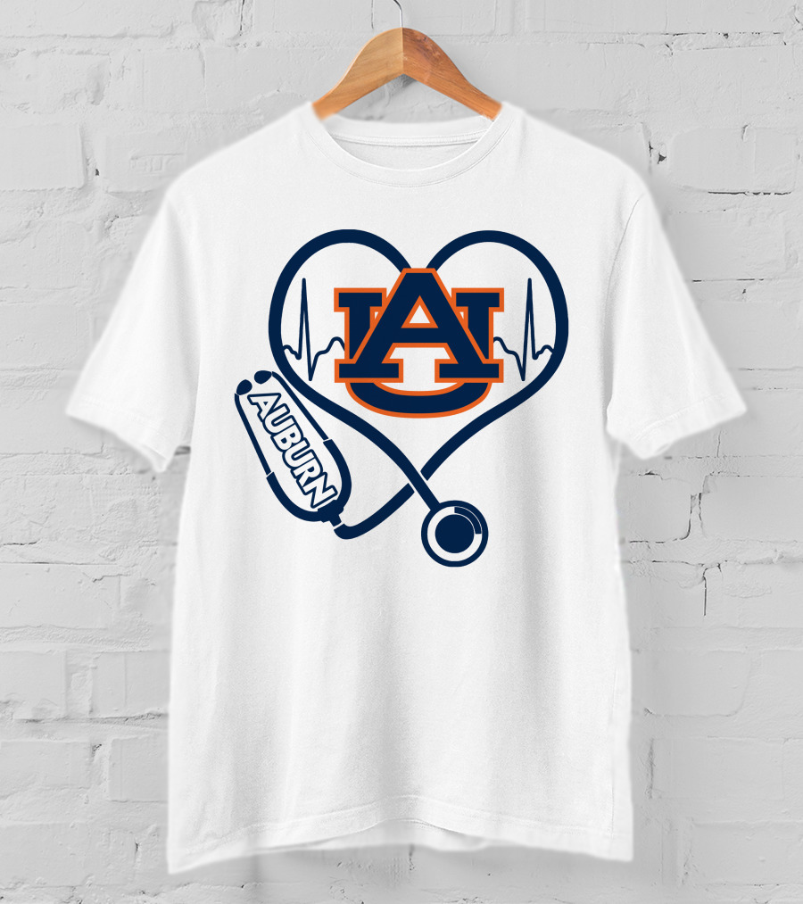 Auburn Tigers Nurse Heartbeat Stethoscope Love T-Shirt