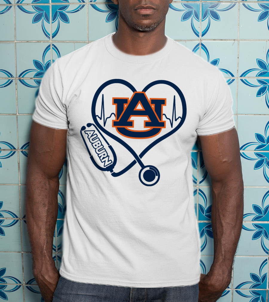 Auburn Tigers Nurse Heartbeat Stethoscope Love T-Shirt