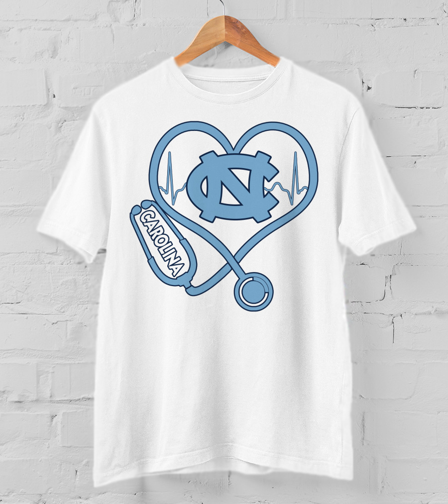 Nurse Love Carolina Heartbeat North Carolina Tar Heels T-Shirt