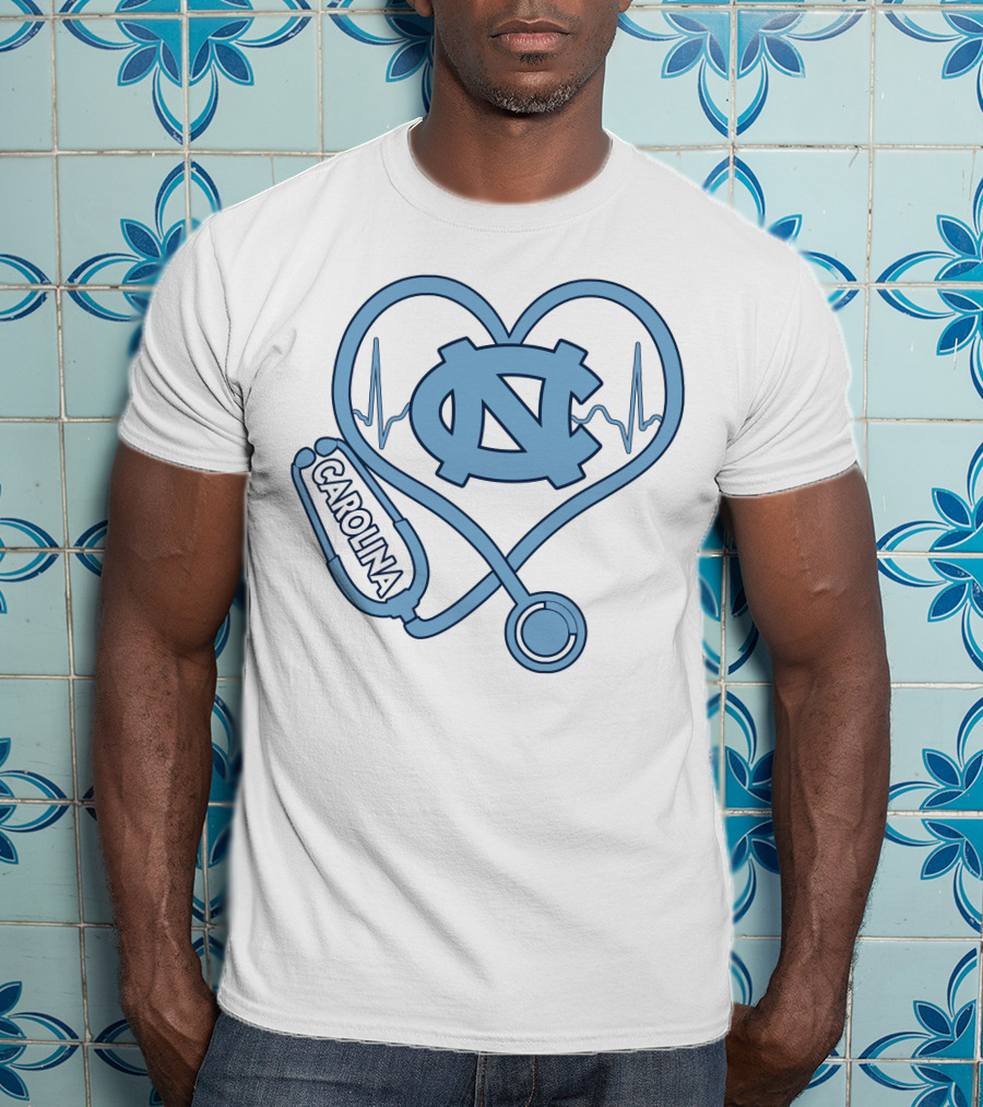 Nurse Love Carolina Heartbeat North Carolina Tar Heels T-Shirt