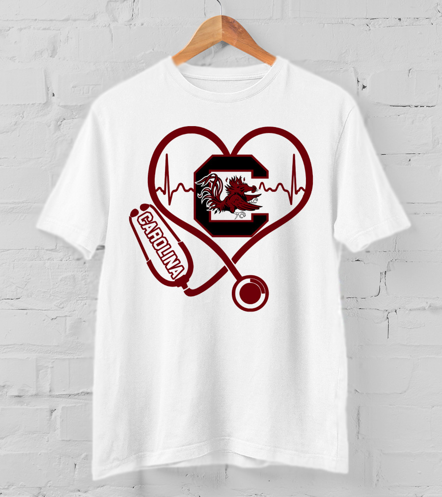 South Carolina Gamecocks Nurse Stethoscope Heartbeat T-Shirt