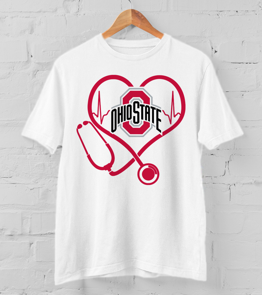 Ohio State Buckeyes Nurse Heartbeat Stethoscope T-Shirt