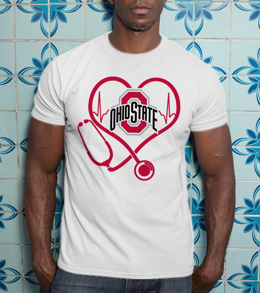 Ohio State Buckeyes Nurse Heartbeat Stethoscope T-Shirt