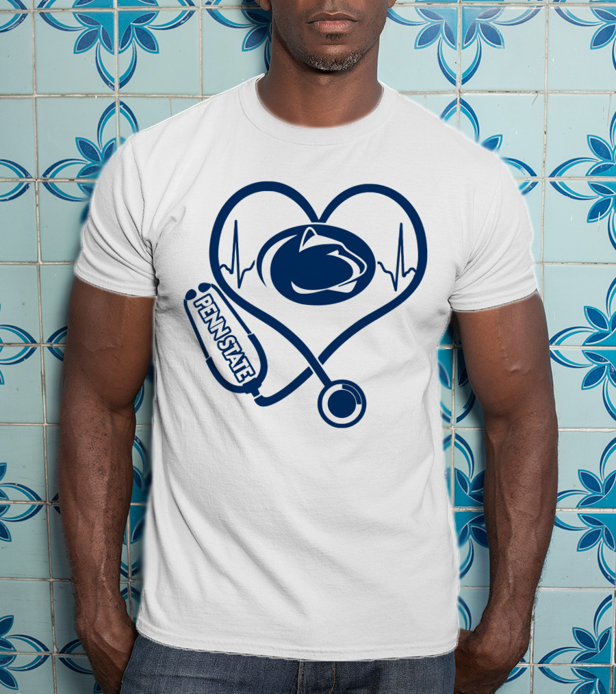 Penn State Nittany Lions Nurse Heartbeat Stethoscope Love T-Shirt