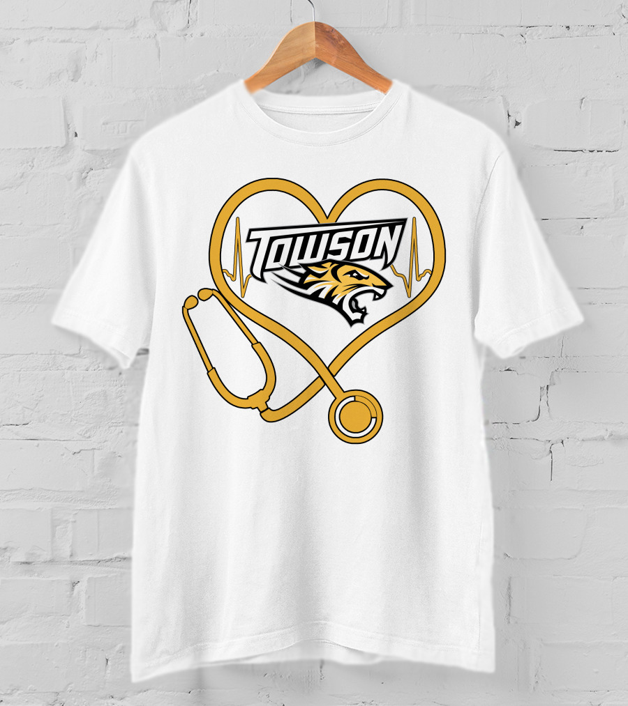 Nurse Love Towson Tigers Heart Stethoscope T-Shirt