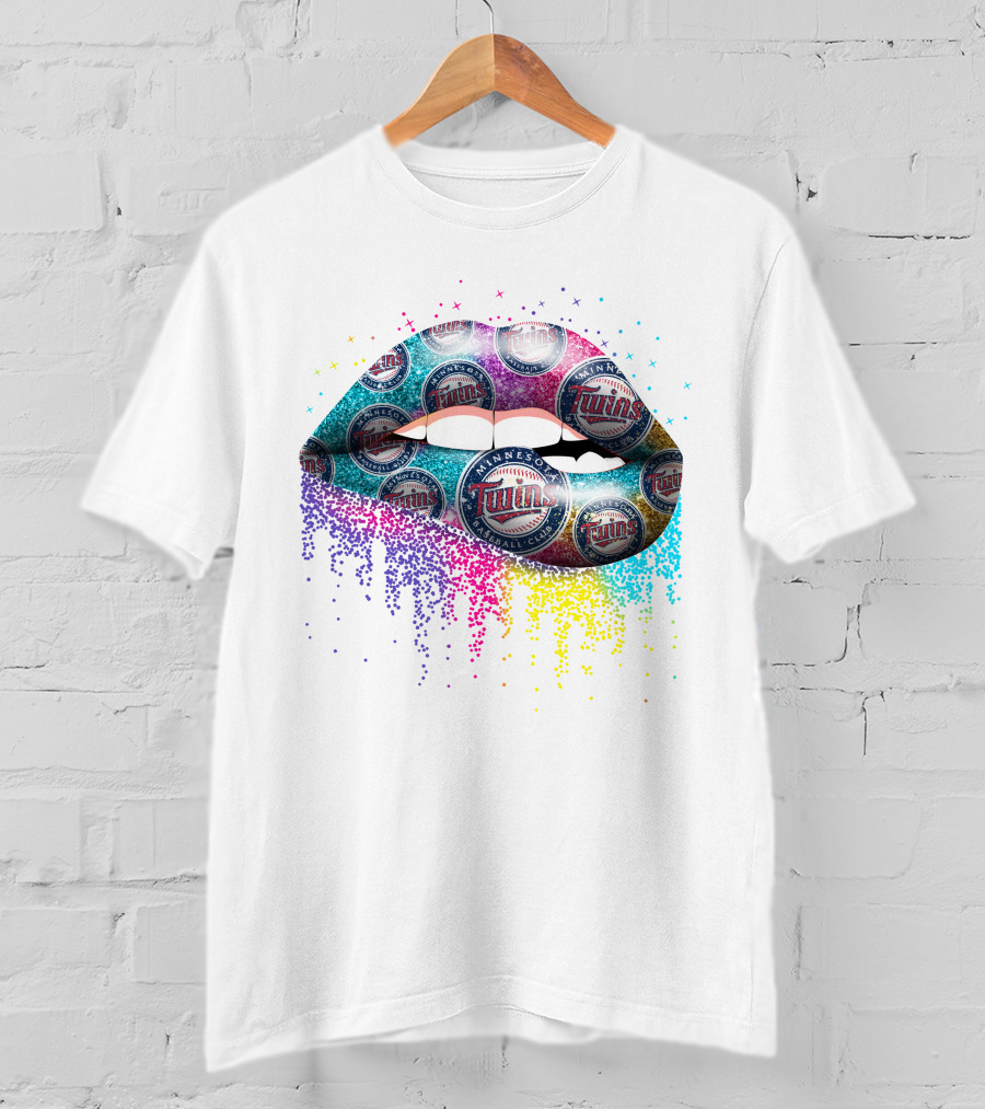 Minnesota Twins Baseball Lips Multicolor T-Shirt