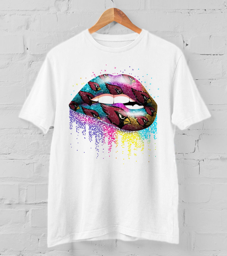 Lips Sparkle Glitter Arizona Cardinals T-Shirt