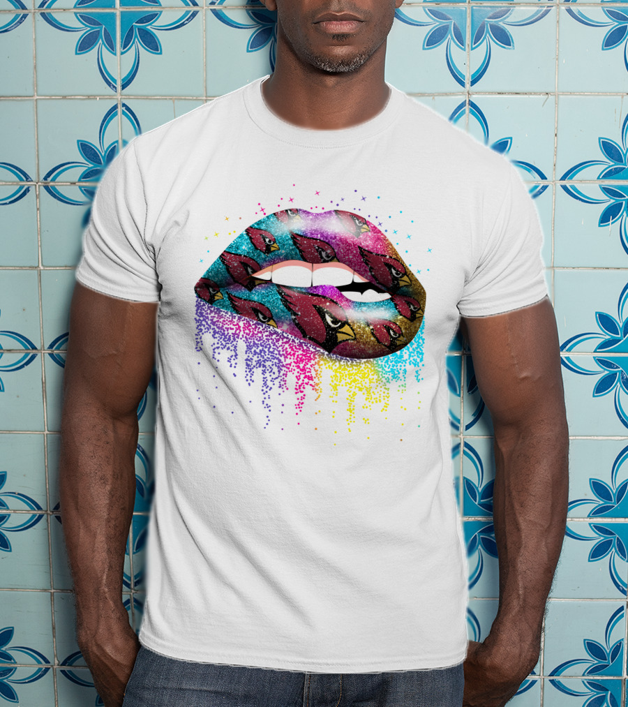 Lips Sparkle Glitter Arizona Cardinals T-Shirt
