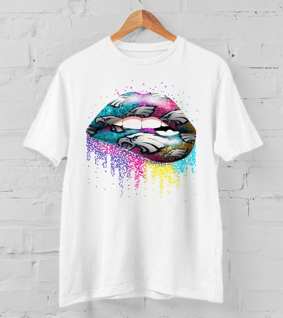 Philadelphia Eagles Glitter Lips NFL Fan T-Shirt