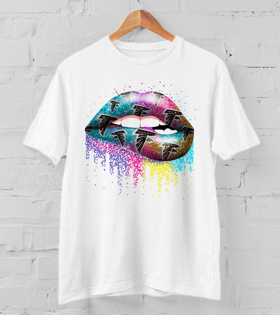 Atlanta Falcons Lips Colorful Glitter T-Shirt