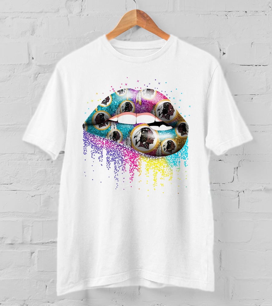 Lips Washington Glitter Logo Multicolor Sparkle T-Shirt