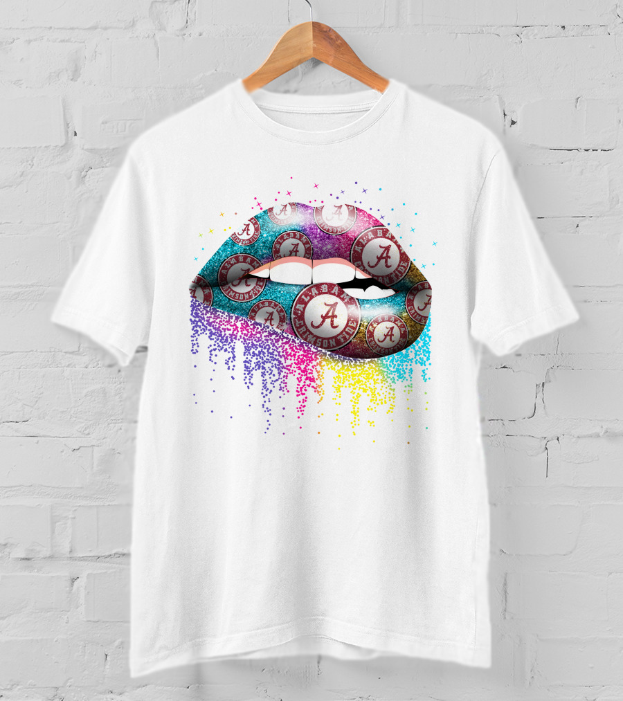 Alabama Crimson Tide Lips Glitter T-Shirt