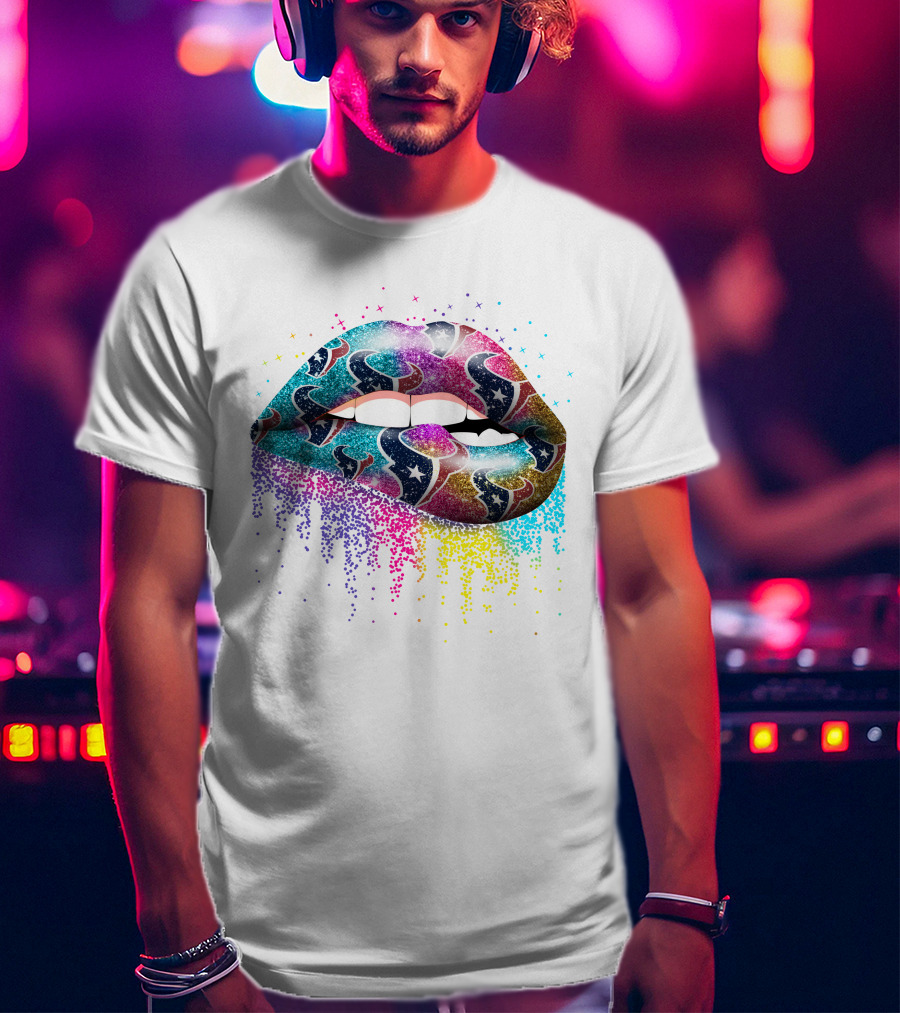 Houston Texans Glitter Lips Fan T-Shirt