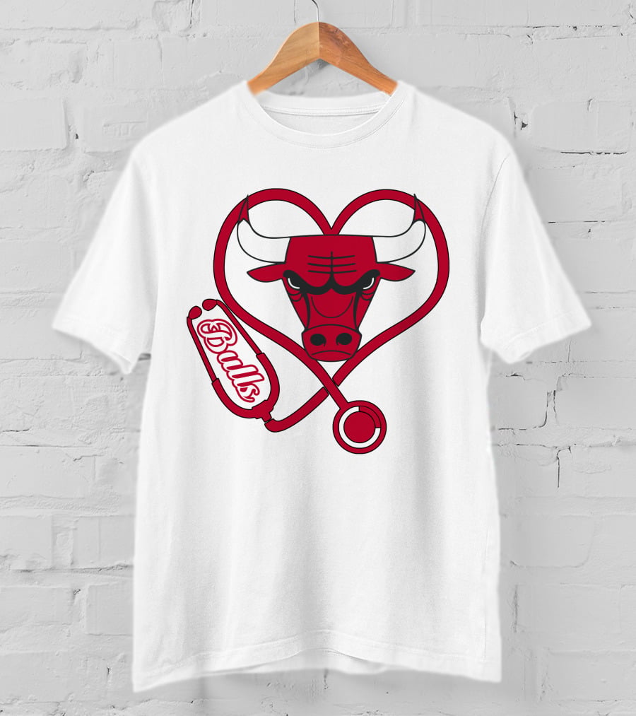 Chicago Bulls Nurse Heart Stethoscope T-Shirt