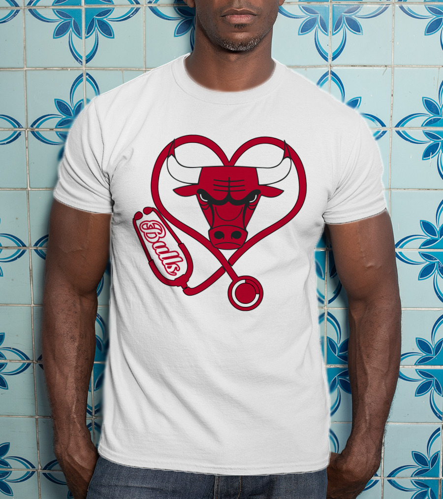 Chicago Bulls Nurse Heart Stethoscope T-Shirt
