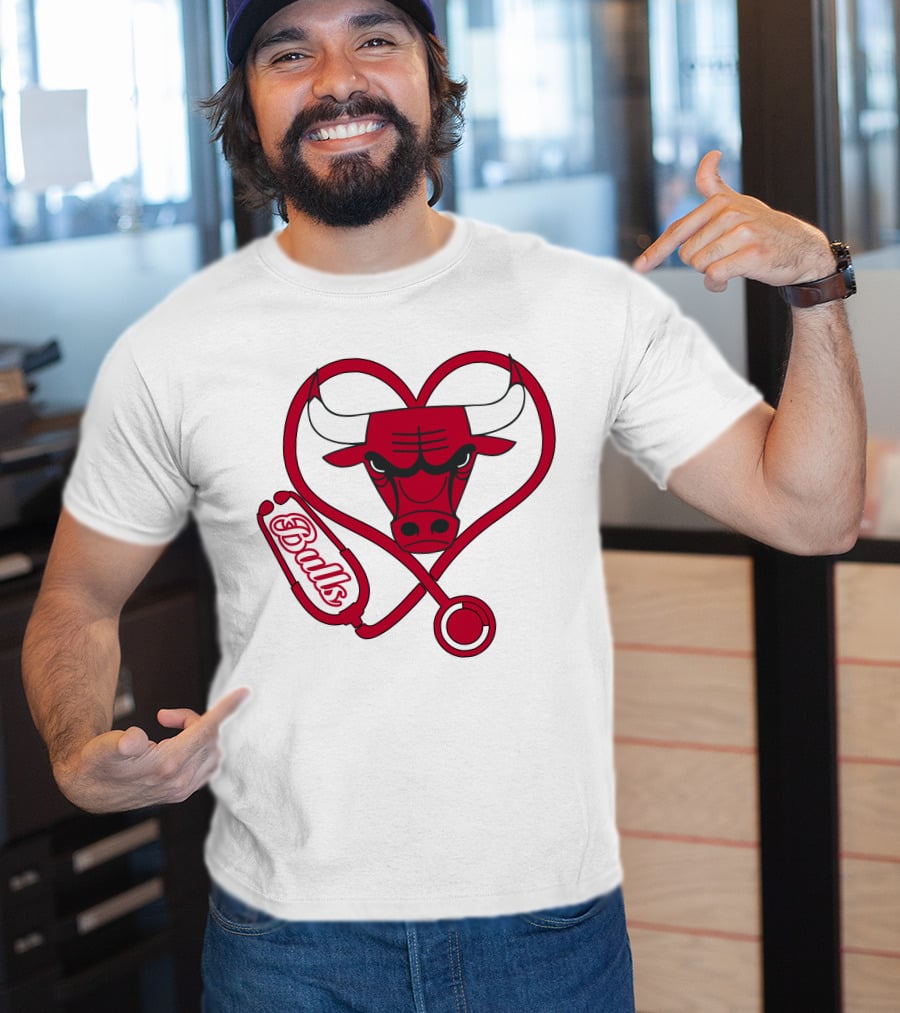 Chicago Bulls Nurse Heart Stethoscope T-Shirt