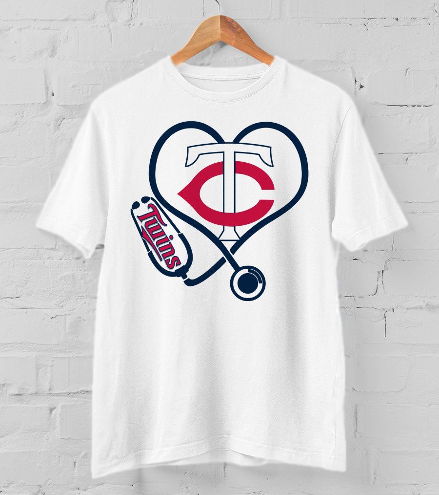 Minnesota Twins Nurse Love Stethoscope Heart T-Shirt
