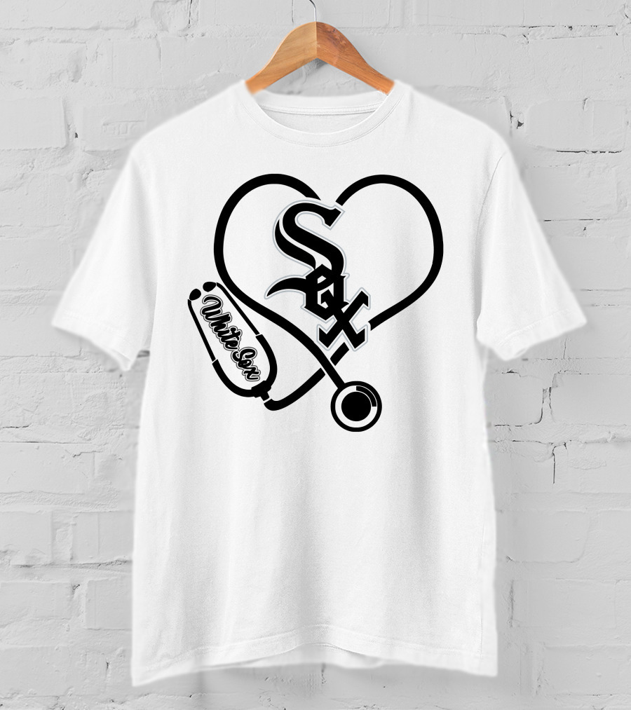 Nurse Love White Sox Heart Stethoscope T-Shirt