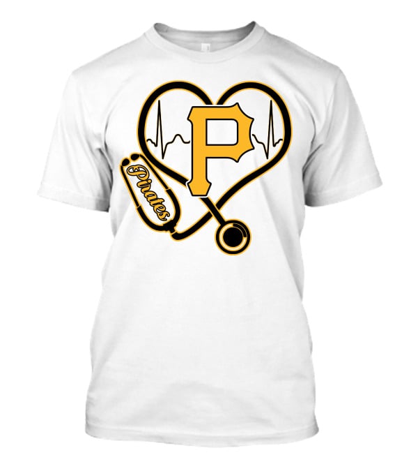 Nurse Heartbeat Stethoscope Pittsburgh Pirates Fan Love T-Shirt