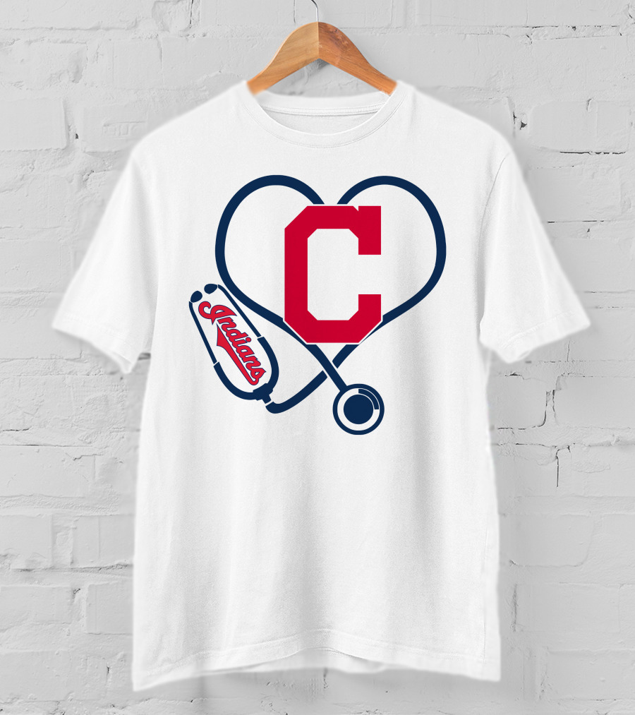 Cleveland Indians Nurse Heart With Stethoscope T-Shirt