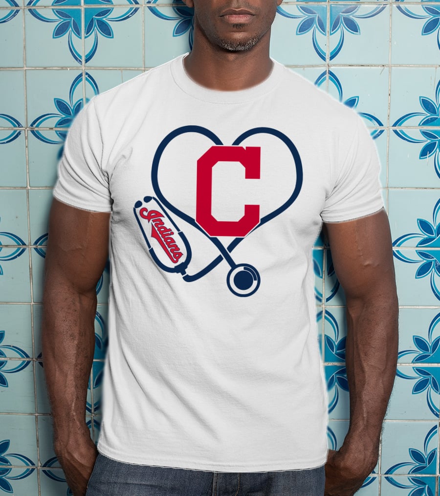 Cleveland Indians Nurse Heart With Stethoscope T-Shirt